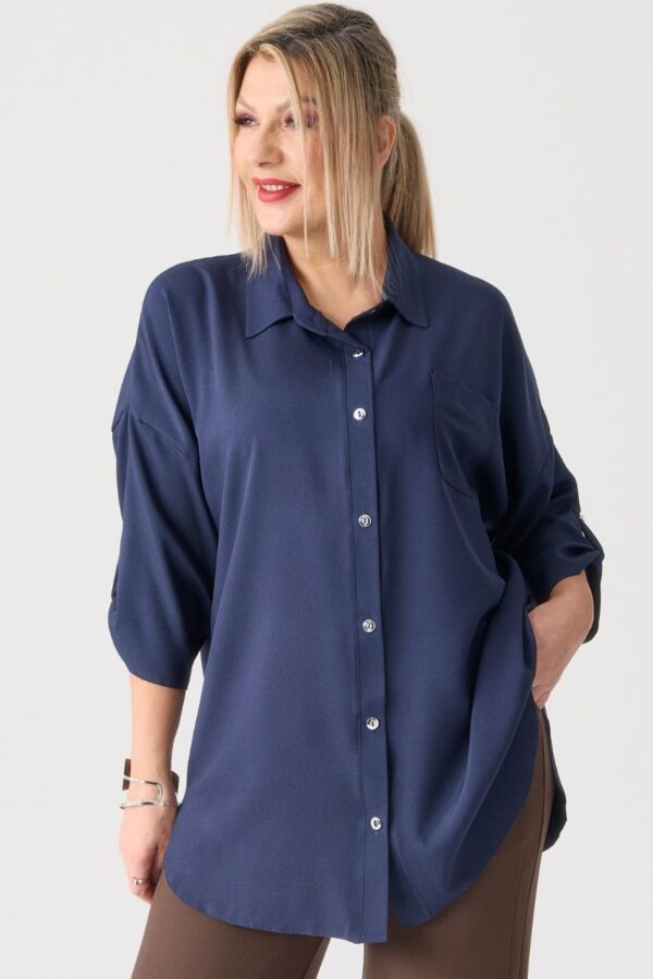 Elegancka koszula damska plus size granatowa