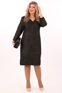 Błyszcząca sukienka z bukli czarna
