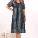 Sukienka z cekinami czarno-zielona