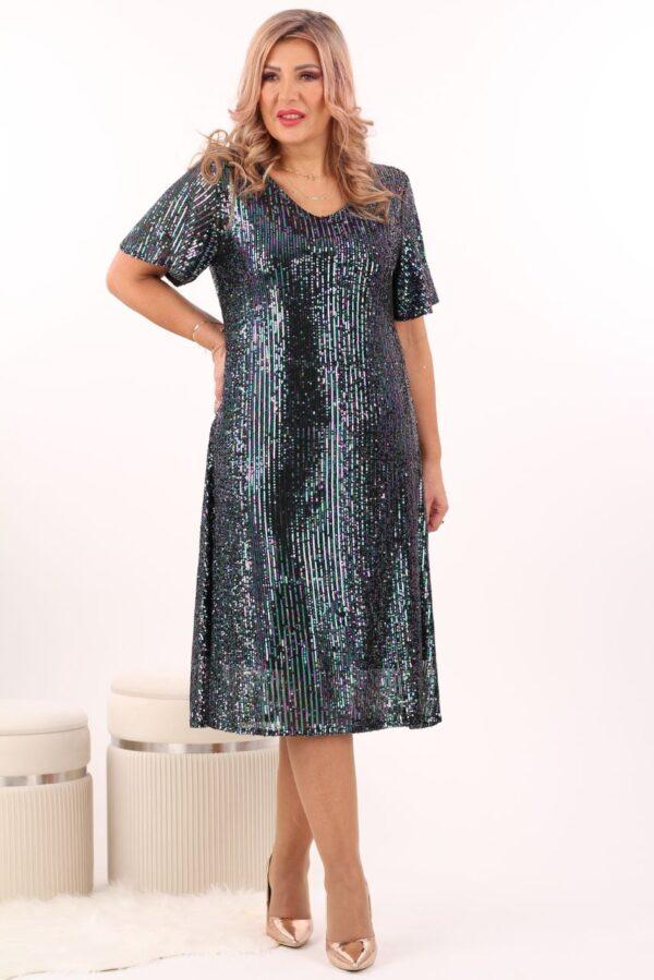 Sukienka z cekinami czarno-zielona