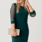 Błyszcząca sukienka PLUS SIZE zielona (4)