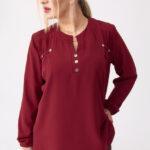 Elegancka bluzka koszulowa plus size bordowa