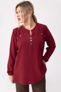 Elegancka bluzka koszulowa plus size bordowa