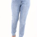 Jasnoniebieskie jeansy z wysokim stanem (1)
