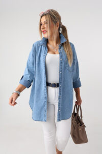 Jeansowa koszula z dżetami classic denim