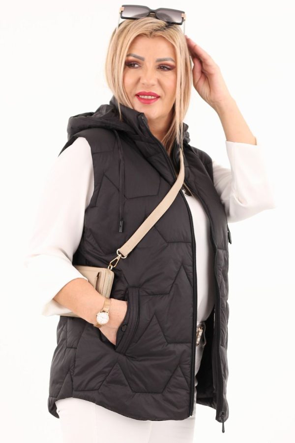 Bezrękawnik pikowany z kapturem czarny