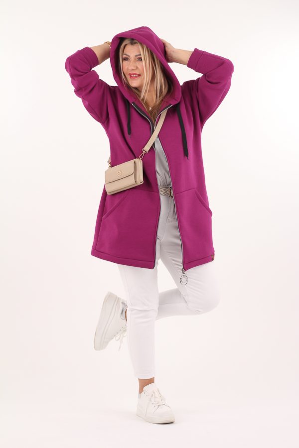 Bluza z kapturem plus size amarantowa