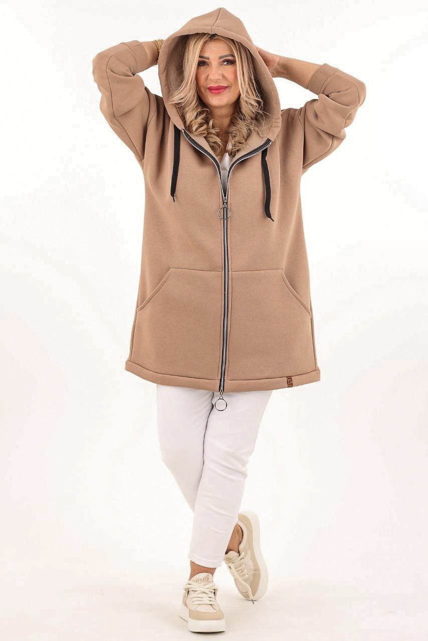 Bluza z kapturem plus size beżowa