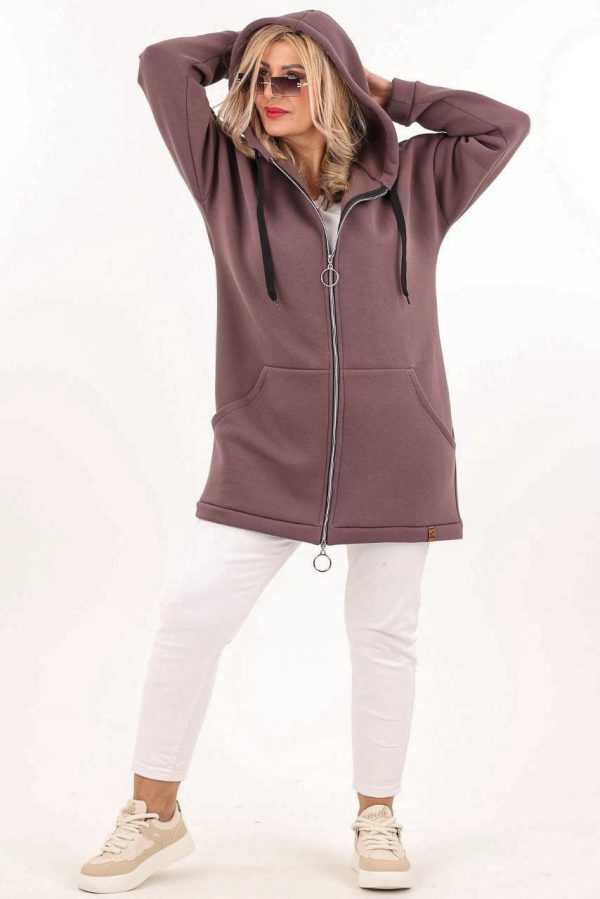 Bluza z kapturem plus size brązowa