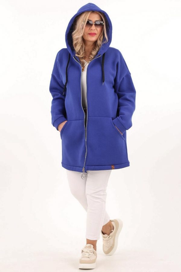 Bluza z kapturem plus size chabrowa