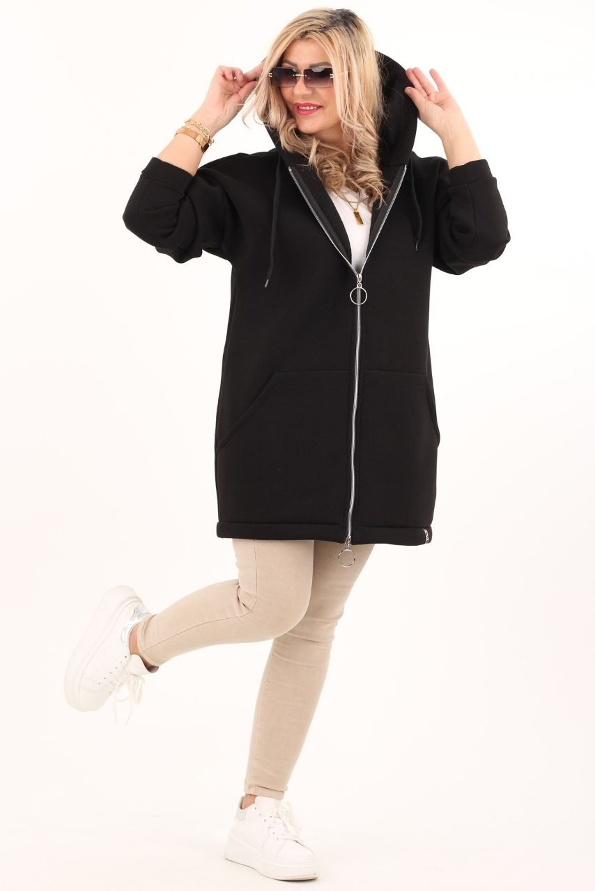 Bluza z kapturem plus size czarna