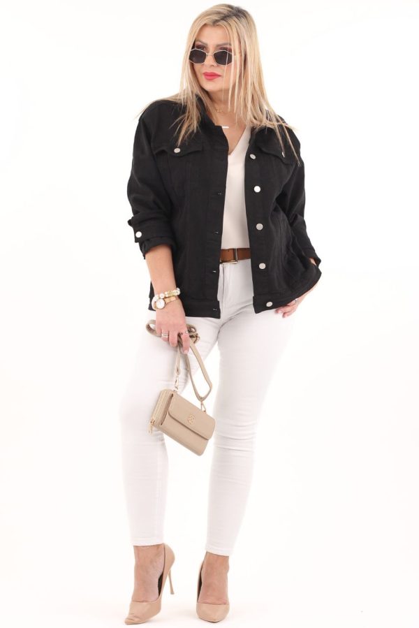 Czarna katana jeansowa damska plus size