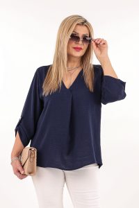 Granatowa bluzka z dekoltem w serek