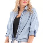 Jeansowa koszula z dżetami vintage denim