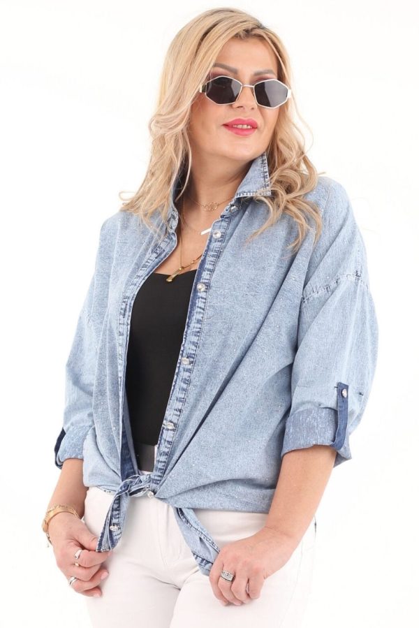 Jeansowa koszula z dżetami vintage denim