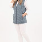 Kamizelka pikowana plus size morska z kapturem