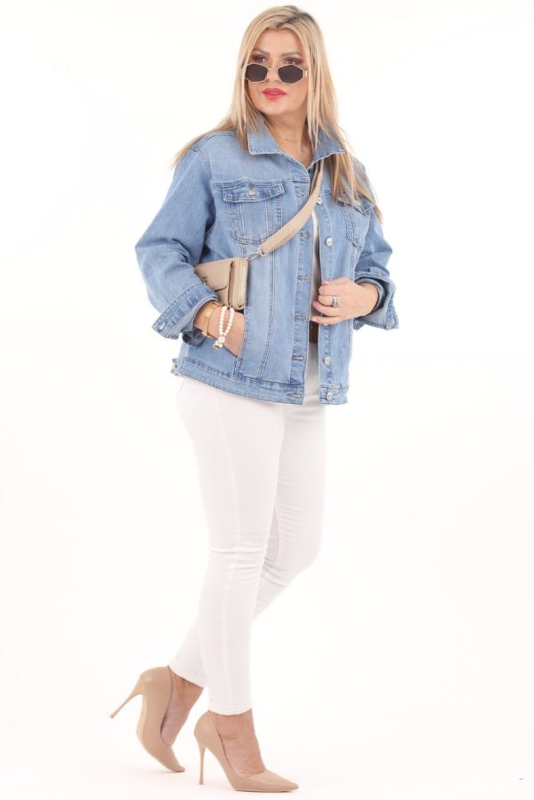 Katana jeansowa damska jasna plus size