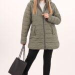 Zielona kurtka damska przejściowa długa