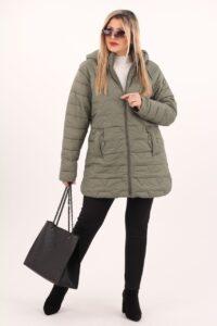 Zielona kurtka damska przejściowa długa