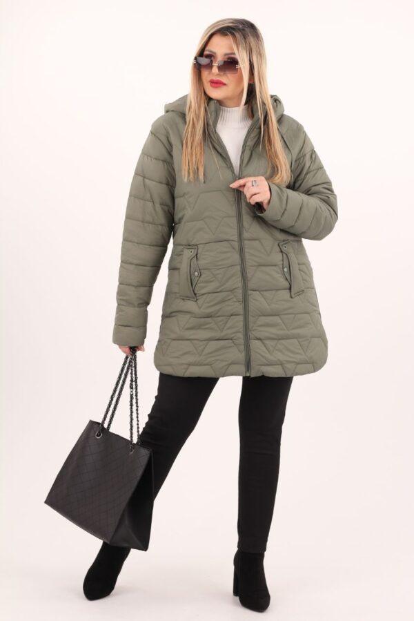 Zielona kurtka damska przejściowa długa