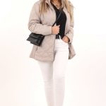 kurtka pikowana damska plus size beżowa
