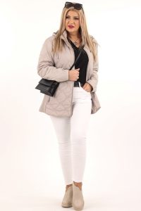 kurtka pikowana damska plus size beżowa