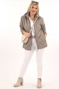 kurtka pikowana damska plus size brązowa