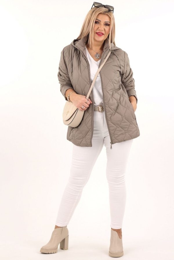 kurtka pikowana damska plus size brązowa