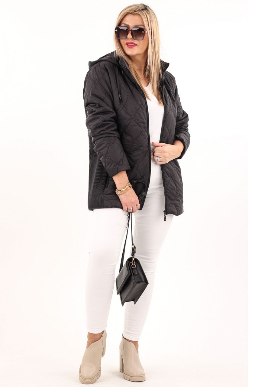 kurtka pikowana damska plus size czarna