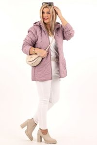 kurtka pikowana damska plus size różowa