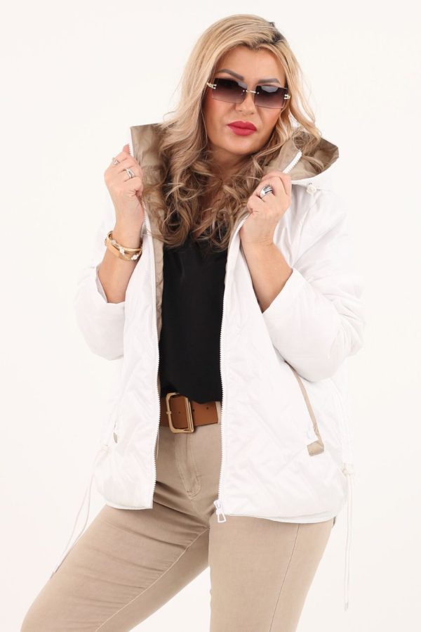 kurtka z regulowaną długością biała