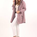 Wiosenna parka plus size różowa z pepitką