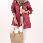 Przejściowa pikowana kurtka bordowa