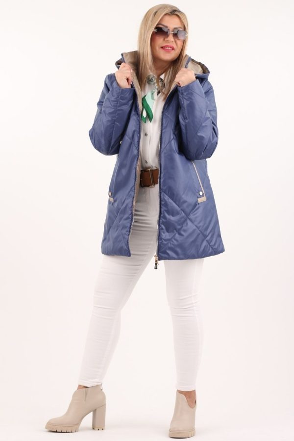 Przejściowa pikowana kurtka niebieska