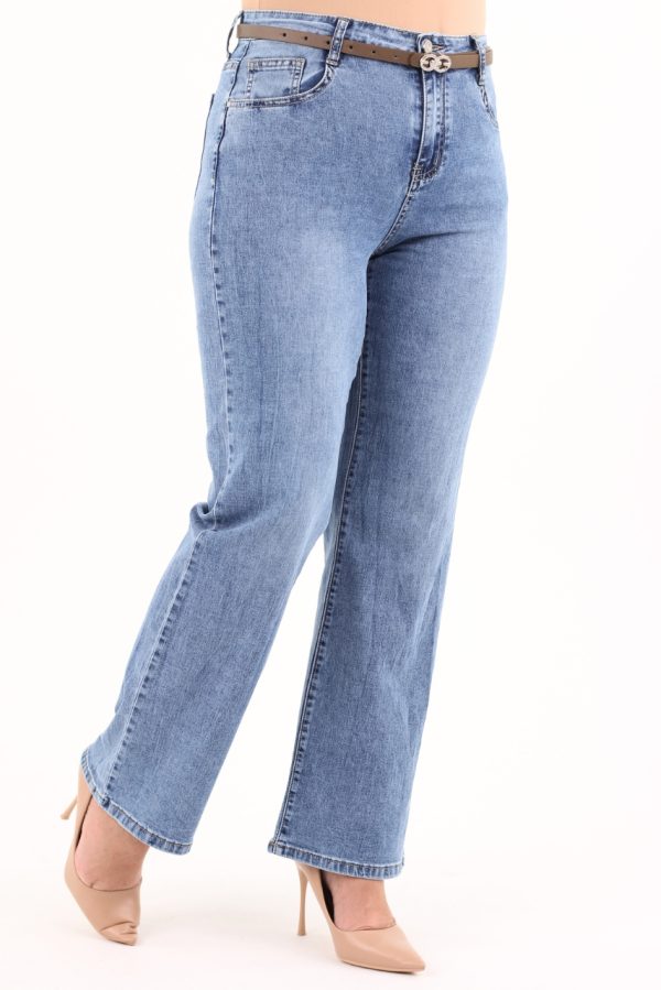 Szerokie spodnie z paskiem jeansowe