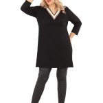 Tunika z dekoltem w serek w paski plus size