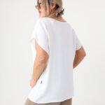 Biała gładka bluzka plus size z krótkim rękawem 44-52 (2)