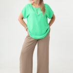 Zielona gładka bluzka plus size z krótkim rękawem 44-52 (5)