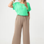 Zielona gładka bluzka plus size z krótkim rękawem 44-52 (7)