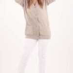 Kardigan damski plus size beżowy – duże rozmiary 42–48