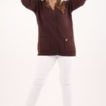 Kardigan damski plus size brązowy duże rozmiary 42–48