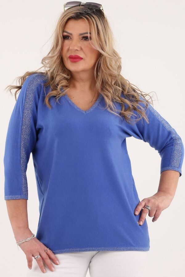 Chabrowy sweter ze srebrną nitką