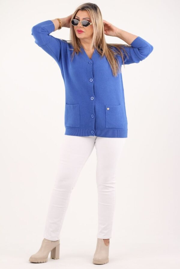 Kardigan damski plus size chabrowy duże rozmiary 42–48