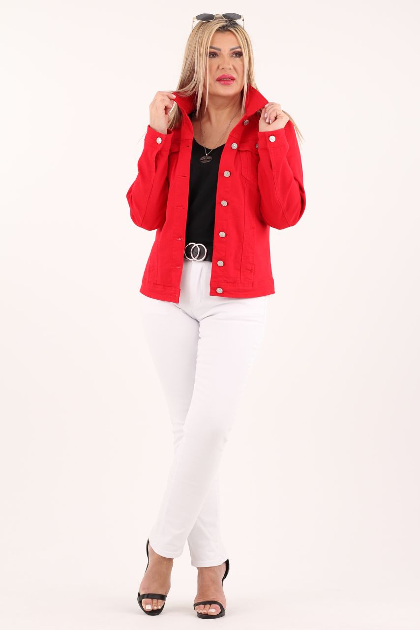 Czerwona katana jeansowa damska plus size