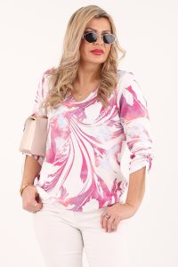 Elegancka bawełniana bluzka różowa w liście