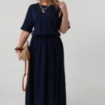 Elegancka sukienka maxi granatowa