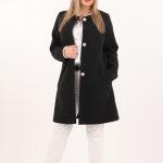 Elegancki płaszcz ze srebrną nitką czarny