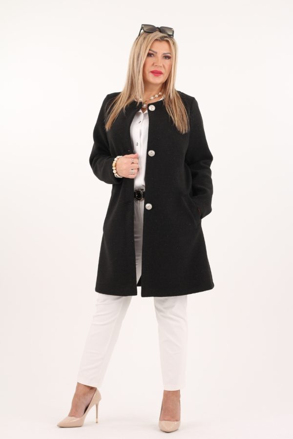 Elegancki płaszcz ze srebrną nitką czarny