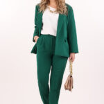 Garnitur damski plus size butelkowa zieleń