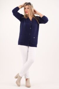 Kardigan damski plus size granatowy– duże rozmiary 42–48